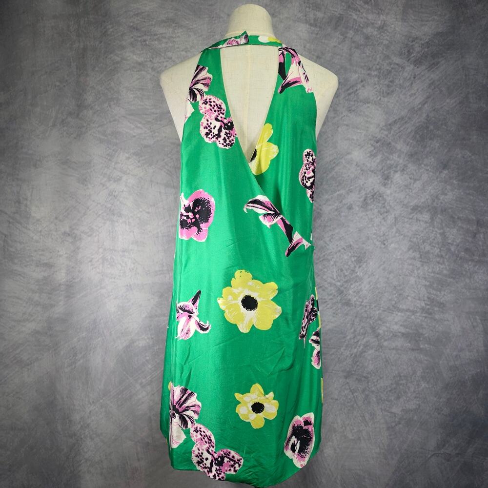 J Crew Dress Womens 2 Green Floral Silk Sleeveless Shift Tropical Coastal Chic - Picture 4 of 16
